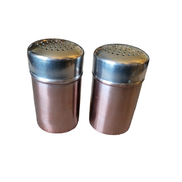 Vintage Copper and Silver Chicken Salt and Pepper Shakers 4" - Picture 2 of 5